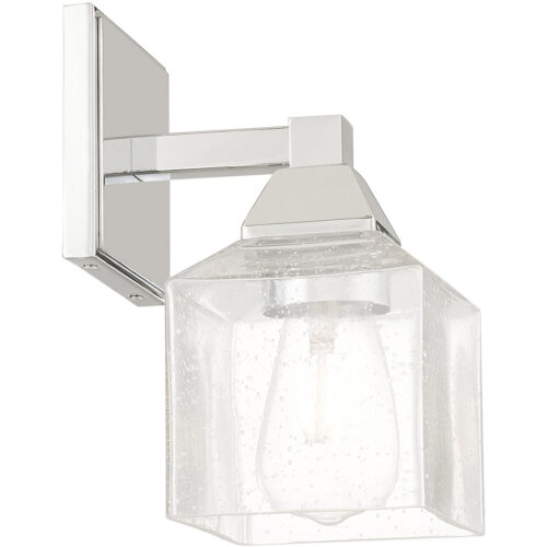 4.75 inch 1 Light Polished Chrome Wall Sconce with Hand Blown Clear Seeded Glass Shade-Lighting LumensWall Sconces