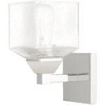 4.75 inch 1 Light Polished Chrome Wall Sconce with Hand Blown Clear Seeded Glass Shade-Lighting LumensWall Sconces