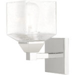 4.75 inch 1 Light Polished Chrome Wall Sconce with Hand Blown Clear Seeded Glass Shade-Lighting LumensWall Sconces