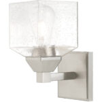 4.75 inch 1 Light Brushed Nickel Wall Sconce with Hand Blown Clear Seeded Glass Shade-Lighting LumensWall Sconces