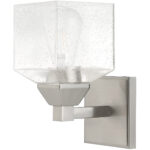 4.75 inch 1 Light Brushed Nickel Wall Sconce with Hand Blown Clear Seeded Glass Shade-Lighting LumensWall Sconces