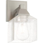 4.75 inch 1 Light Brushed Nickel Wall Sconce with Hand Blown Clear Seeded Glass Shade-Lighting LumensWall Sconces