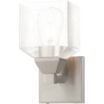 4.75 inch 1 Light Brushed Nickel Wall Sconce with Hand Blown Clear Seeded Glass Shade-Lighting LumensWall Sconces