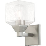 4.75 inch 1 Light Brushed Nickel Wall Sconce with Hand Blown Clear Seeded Glass Shade-Lighting LumensWall Sconces