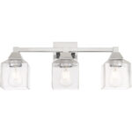 23 inch 3 Light Polished Chrome Bathroom Vanity light fixture with Hand Blown Clear Seeded Glass Shade-Lighting LumensBath/Vanity