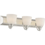 24 inch 3 Light Brushed Nickel Bathroom Vanity light fixture with Hand Blown Satin Opal White Glass Shade-Lighting LumensBath/Vanity