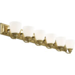 48 inch 6 Light Antique Brass Bathroom Vanity light fixture with Hand Blown Satin Opal White Glass Shade-Lighting LumensBath/Vanity