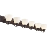 48 inch 6 Light Bronze Bathroom Vanity light fixture with Hand Blown Satin Opal White Glass Shade-Lighting LumensBath/Vanity