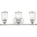 23.5 inch 3 Light Polished Chrome Bathroom Vanity light fixture with Hand Blown Clear Seeded Glass Shade-Lighting LumensBath/Vanity