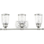 23.5 inch 3 Light Polished Chrome Bathroom Vanity light fixture with Hand Blown Clear Seeded Glass Shade-Lighting LumensBath/Vanity