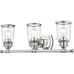 23.5 inch 3 Light Polished Chrome Bathroom Vanity light fixture with Hand Blown Clear Seeded Glass Shade-Lighting LumensBath/Vanity