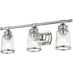 23.5 inch 3 Light Polished Chrome Bathroom Vanity light fixture with Hand Blown Clear Seeded Glass Shade-Lighting LumensBath/Vanity