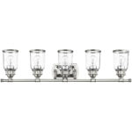 35.5 inch 5 Light Polished Chrome Bathroom Vanity light fixture with Hand Blown Clear Seeded Glass Shade-Lighting LumensBath/Vanity