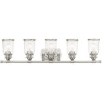 35.5 inch 5 Light Brushed Nickel Bathroom Vanity light fixture with Hand Blown Clear Seeded Glass Shade-Lighting LumensBath/Vanity