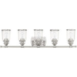 35.5 inch 5 Light Brushed Nickel Bathroom Vanity light fixture with Hand Blown Clear Seeded Glass Shade-Lighting LumensBath/Vanity