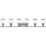 47.5 inch 6 Light Polished Chrome Bathroom Vanity light fixture with Hand Blown Clear Seeded Glass Shade-Lighting LumensBath/Vanity