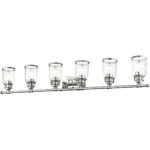 47.5 inch 6 Light Polished Chrome Bathroom Vanity light fixture with Hand Blown Clear Seeded Glass Shade-Lighting LumensBath/Vanity