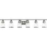 47.5 inch 6 Light Polished Chrome Bathroom Vanity light fixture with Hand Blown Clear Seeded Glass Shade-Lighting LumensBath/Vanity