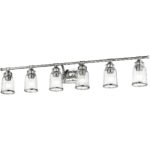 47.5 inch 6 Light Polished Chrome Bathroom Vanity light fixture with Hand Blown Clear Seeded Glass Shade-Lighting LumensBath/Vanity