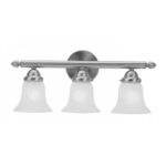 19 inch 3 Light Brushed Nickel Bathroom Vanity light fixture with White Alabaster Glass Shade-Lighting LumensBath/Vanity