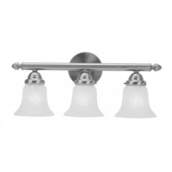 19 inch 3 Light Brushed Nickel Bathroom Vanity light fixture with White Alabaster Glass Shade-Lighting LumensBath/Vanity