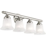 24 inch 4 Light Brushed Nickel Bathroom Vanity light fixture with White Alabaster Glass Shade-Lighting LumensBath/Vanity