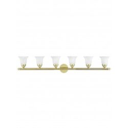 48 inch 6 Light Polished Brass Bathroom Vanity light fixture with White Alabaster Glass Shade-Lighting LumensBath/Vanity