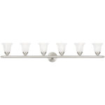 48 inch 6 Light Brushed Nickel Bathroom Vanity light fixture with White Alabaster Glass Shade-Lighting LumensBath/Vanity