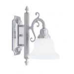 6 inch 1 Light Polished Chrome Bathroom Vanity light fixture with White Alabaster Glass Shade-Lighting LumensBath/Vanity