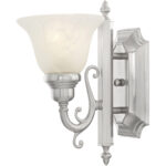 6 inch 1 Light Brushed Nickel Bathroom Vanity light fixture with White Alabaster Glass Shade-Lighting LumensBath/Vanity