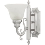 6 inch 1 Light Brushed Nickel Bathroom Vanity light fixture with White Alabaster Glass Shade-Lighting LumensBath/Vanity