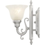 6 inch 1 Light Brushed Nickel Bathroom Vanity light fixture with White Alabaster Glass Shade-Lighting LumensBath/Vanity