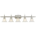 40.5 inch 5 Light Brushed Nickel Bathroom Vanity light fixture with White Alabaster Glass Shade-Lighting LumensBath/Vanity