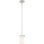 1 Light Brushed Nickel Mini Pendant with Hand Blown Satin Opal White Glass Shade-Lighting LumensPendant Lights