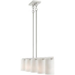 4 inch 5 Light Brushed Nickel Chandelier with Hand Blown Satin Opal White Glass Shade-Lighting LumensChandeliers