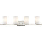 35 inch 4 Light Brushed Nickel Bathroom Vanity light fixture with Hand Blown Satin Opal White Glass Shade-Lighting LumensBath/Vanity