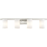 35 inch 4 Light Brushed Nickel Bathroom Vanity light fixture with Hand Blown Satin Opal White Glass Shade-Lighting LumensBath/Vanity