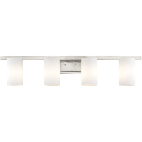 35 inch 4 Light Brushed Nickel Bathroom Vanity light fixture with Hand Blown Satin Opal White Glass Shade-Lighting LumensBath/Vanity