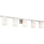 43.75 inch 5 Light Brushed Nickel Bathroom Vanity light fixture with Hand Blown Satin Opal White Glass Shade-Lighting LumensBath/Vanity