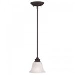 1 Light Bronze Mini Pendant with White Alabaster Glass Shade-Lighting LumensPendant Lights