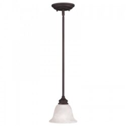 1 Light Bronze Mini Pendant with White Alabaster Glass Shade-Lighting LumensPendant Lights