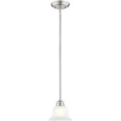 1 Light Brushed Nickel Mini Pendant with White Alabaster Glass Shade-Lighting LumensPendant Lights