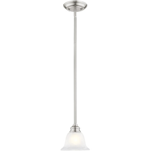 1 Light Brushed Nickel Mini Pendant with White Alabaster Glass Shade-Lighting LumensPendant Lights