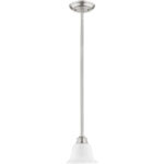 1 Light Brushed Nickel Mini Pendant with White Alabaster Glass Shade-Lighting LumensPendant Lights