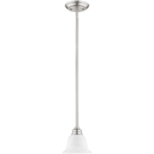 1 Light Brushed Nickel Mini Pendant with White Alabaster Glass Shade-Lighting LumensPendant Lights