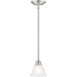 1 Light Brushed Nickel Mini Pendant with White Alabaster Glass Shade-Lighting LumensPendant Lights