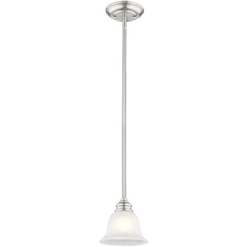 1 Light Brushed Nickel Mini Pendant with White Alabaster Glass Shade-Lighting LumensPendant Lights