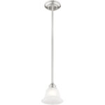 1 Light Brushed Nickel Mini Pendant with White Alabaster Glass Shade-Lighting LumensPendant Lights