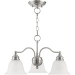 3 Light Brushed Nickel Chandelier/Ceiling Light fixture with White Alabaster Glass Shade-Lighting LumensChandeliers