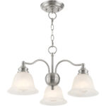 3 Light Brushed Nickel Chandelier/Ceiling Light fixture with White Alabaster Glass Shade-Lighting LumensChandeliers